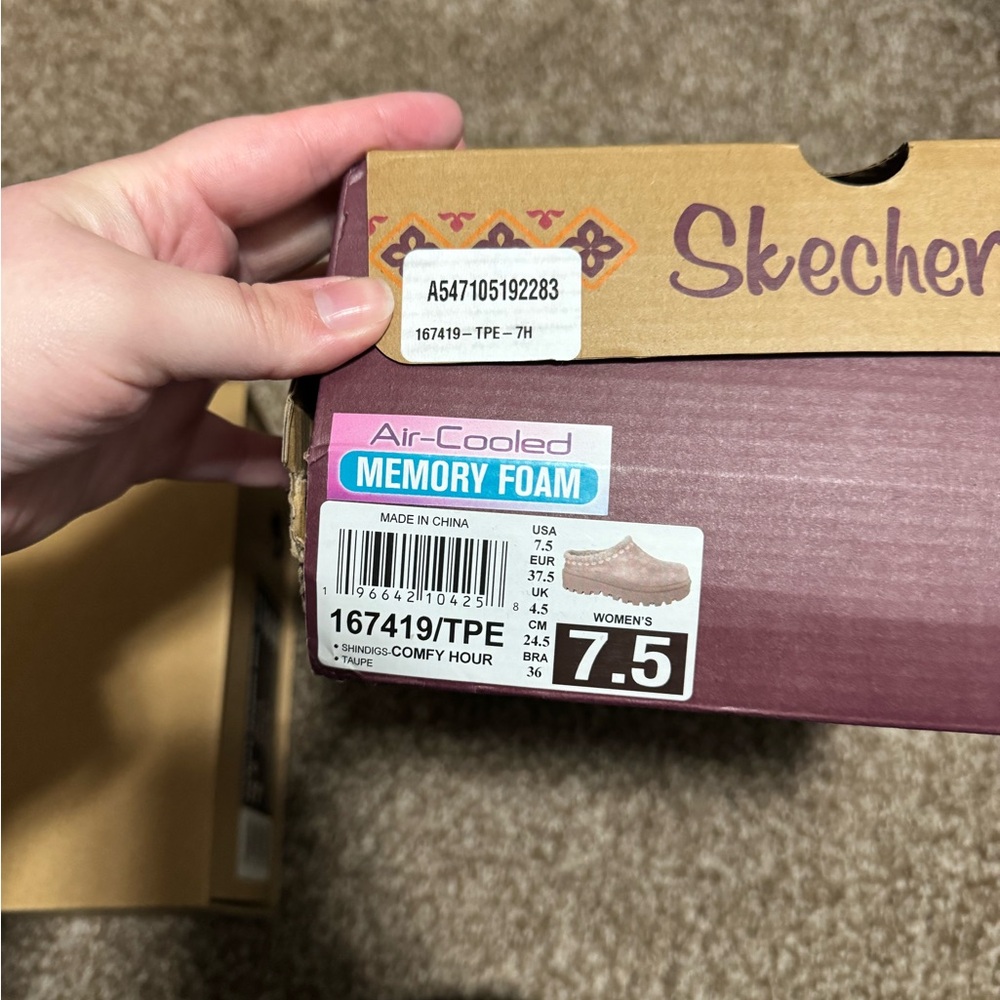 Skechers Women's Taupe Slip-On Clog Box Label - Size 7.5